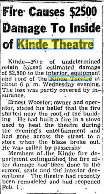Kinde Theatre - April 1941 Fire